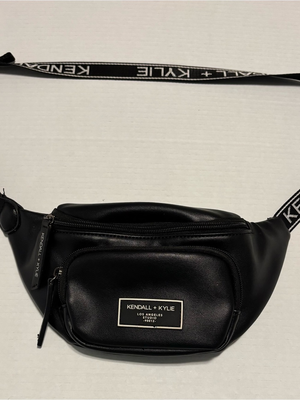 Kendall & Kylie Black Logo Strap Belt Bag